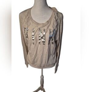 PINK Victoria's Secret Silver Logo Cream Sweatshirt